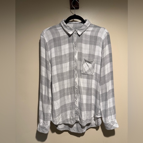 Rails Plaid Long Sleeve Button Up Shirt medium buffalo plaid grey white - Picture 1 of 6